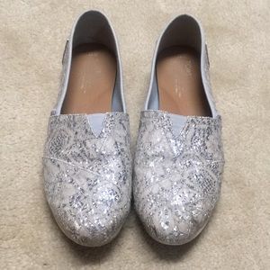 Silver sparkly TOMS W11